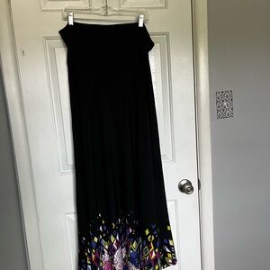 LuLaRoe Black Maxi Skirt with Colorful Geometric Hem